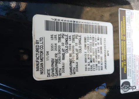 2005 Infiniti Fx35 from USA, damaged, VIN JNRAS08W65X207725